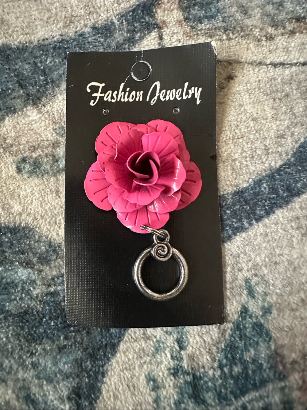 Magnetic Badge Holder Fashion Jewelry Pink Flower Keyring Charm